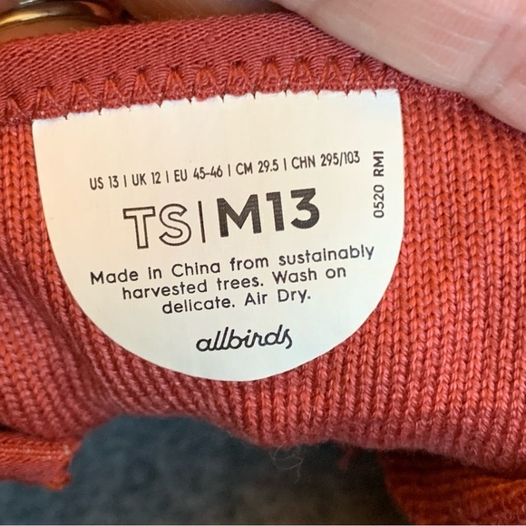 Allbirds Tree Skippers Sneakers Mens 13 Orange Red  Breathable Boat Shoes Wool - Picture 9 of 9